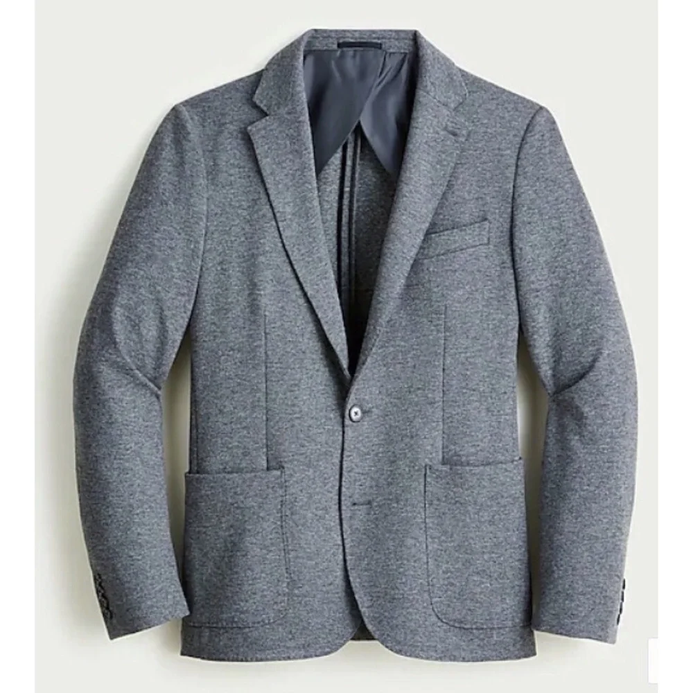 J Crew • Slim-fit knit suit jacket in wool-cotton blend Heather Grey blazer